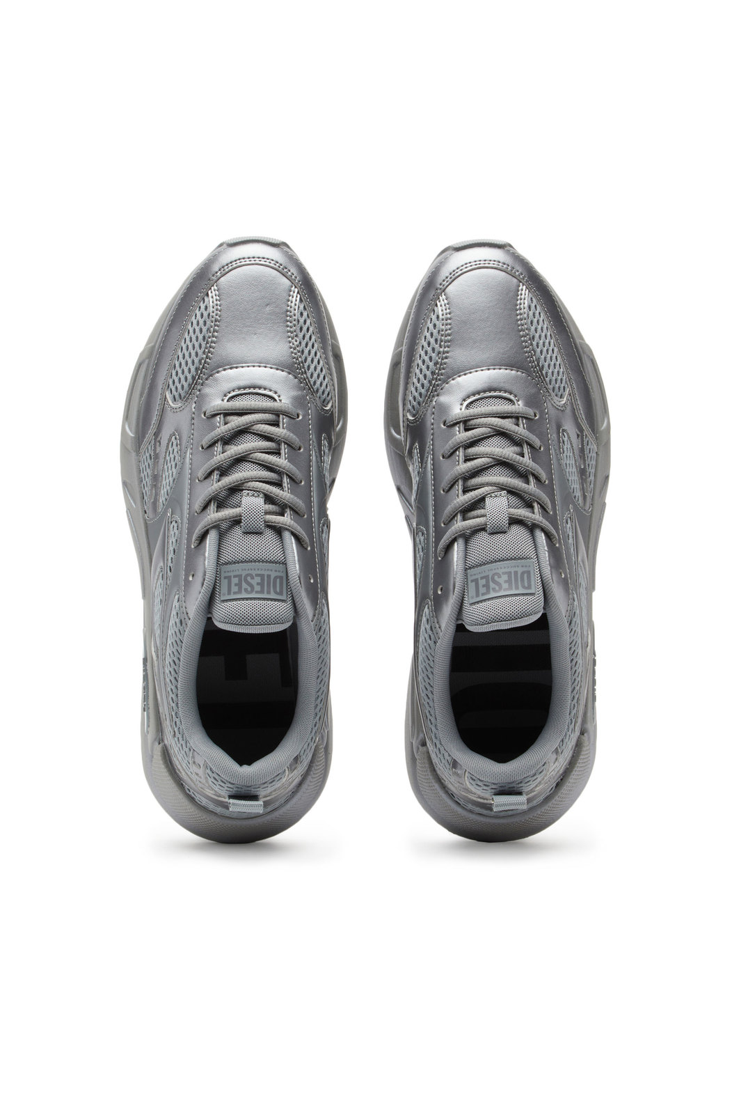 Monochrome pearlised mesh sneakers