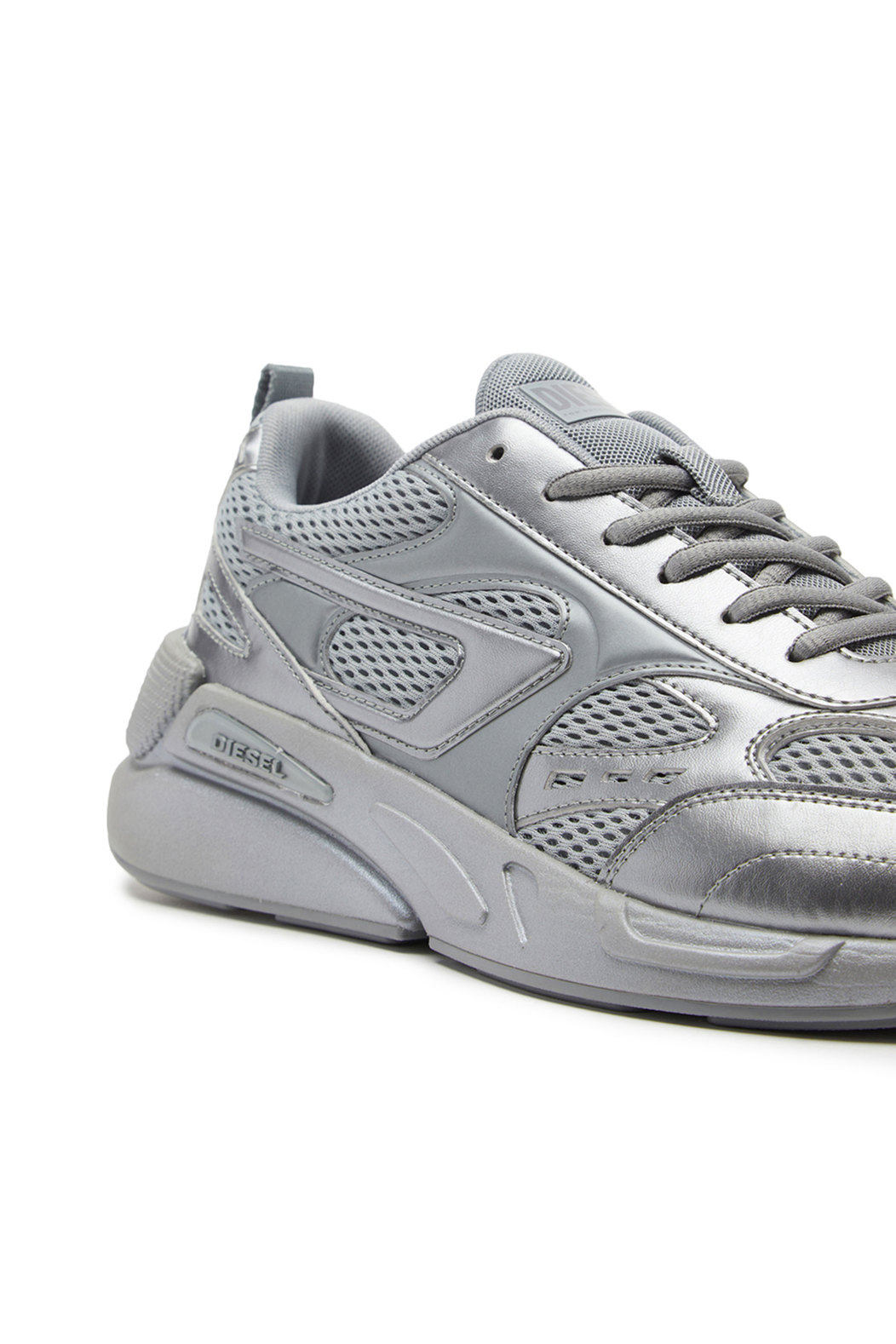 Monochrome pearlised mesh sneakers