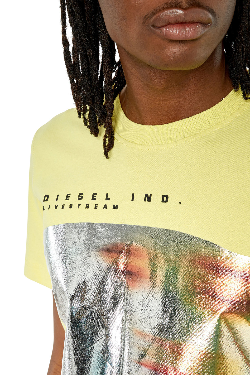 T-shirt with metallic blurry-face print