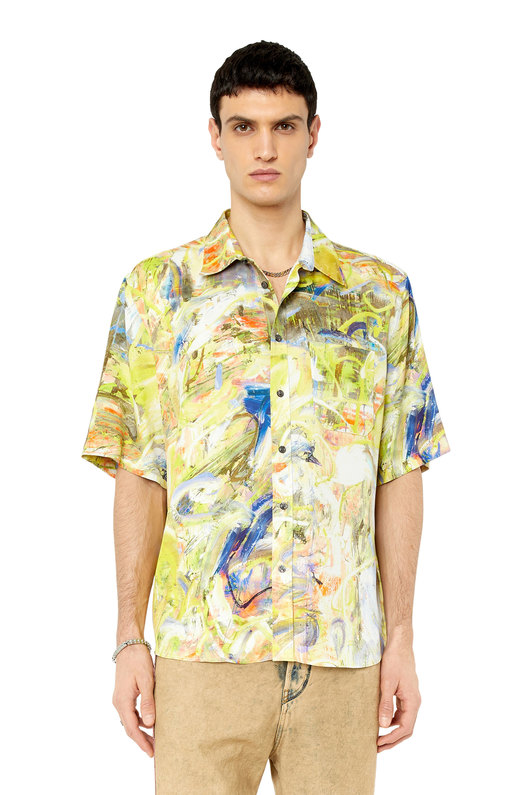 Short sleeve shirt in printed twill