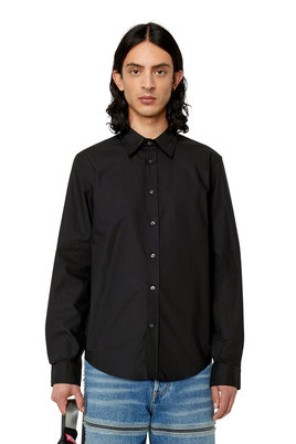 Cotton shirt with tonal logo embroidery | Diesel
