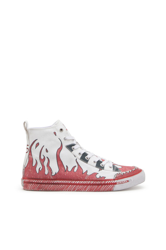 High-top sneakers with flame print