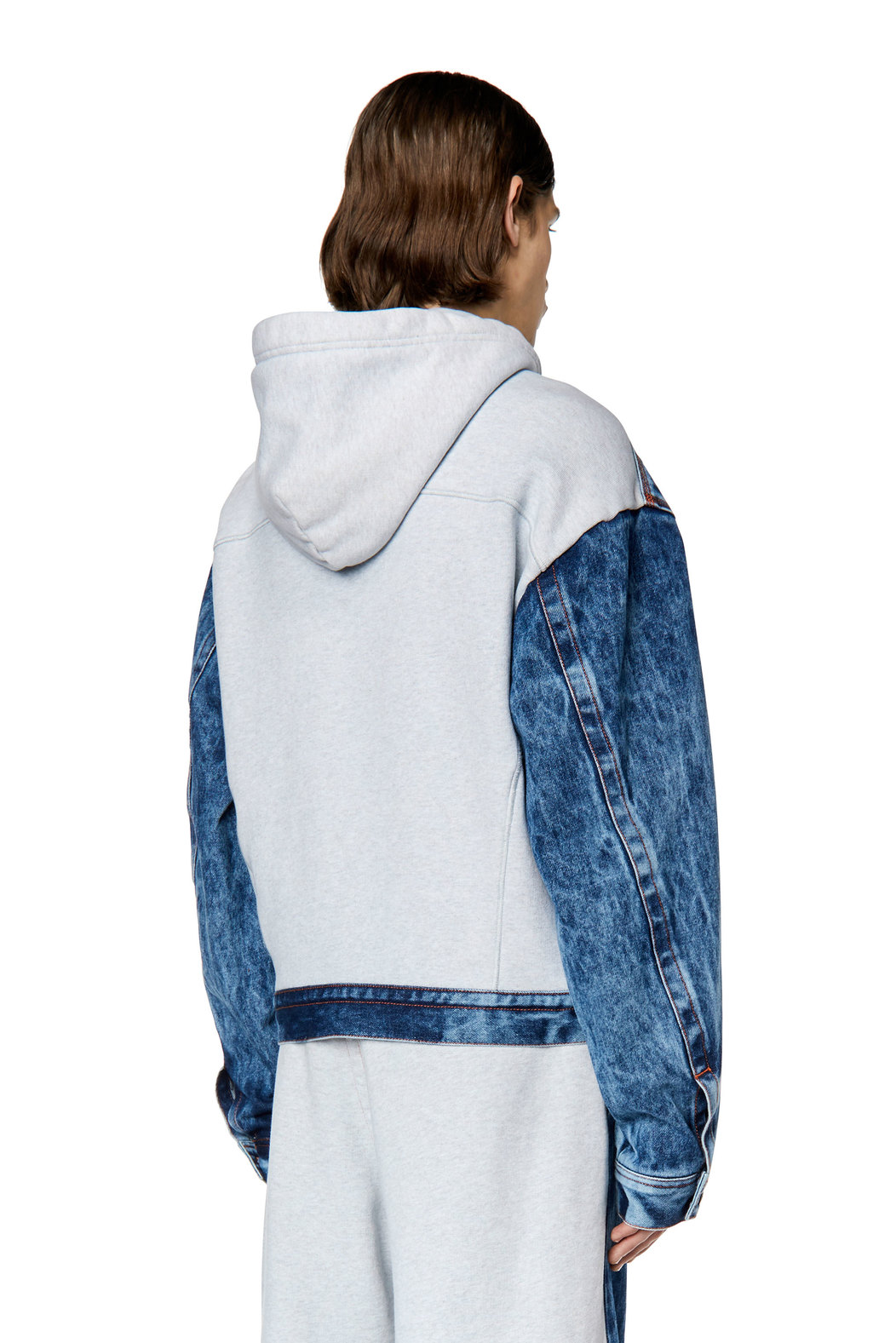 Jacket-hoodie in denim and jersey