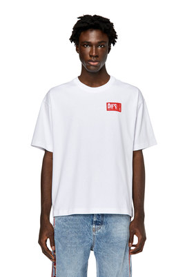 T-shirt with frayed logo patch | Diesel