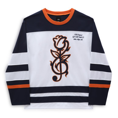 Vans Treble Rose Hockey Jersey Man Sweatshirt Navy Blue Size S Polyester