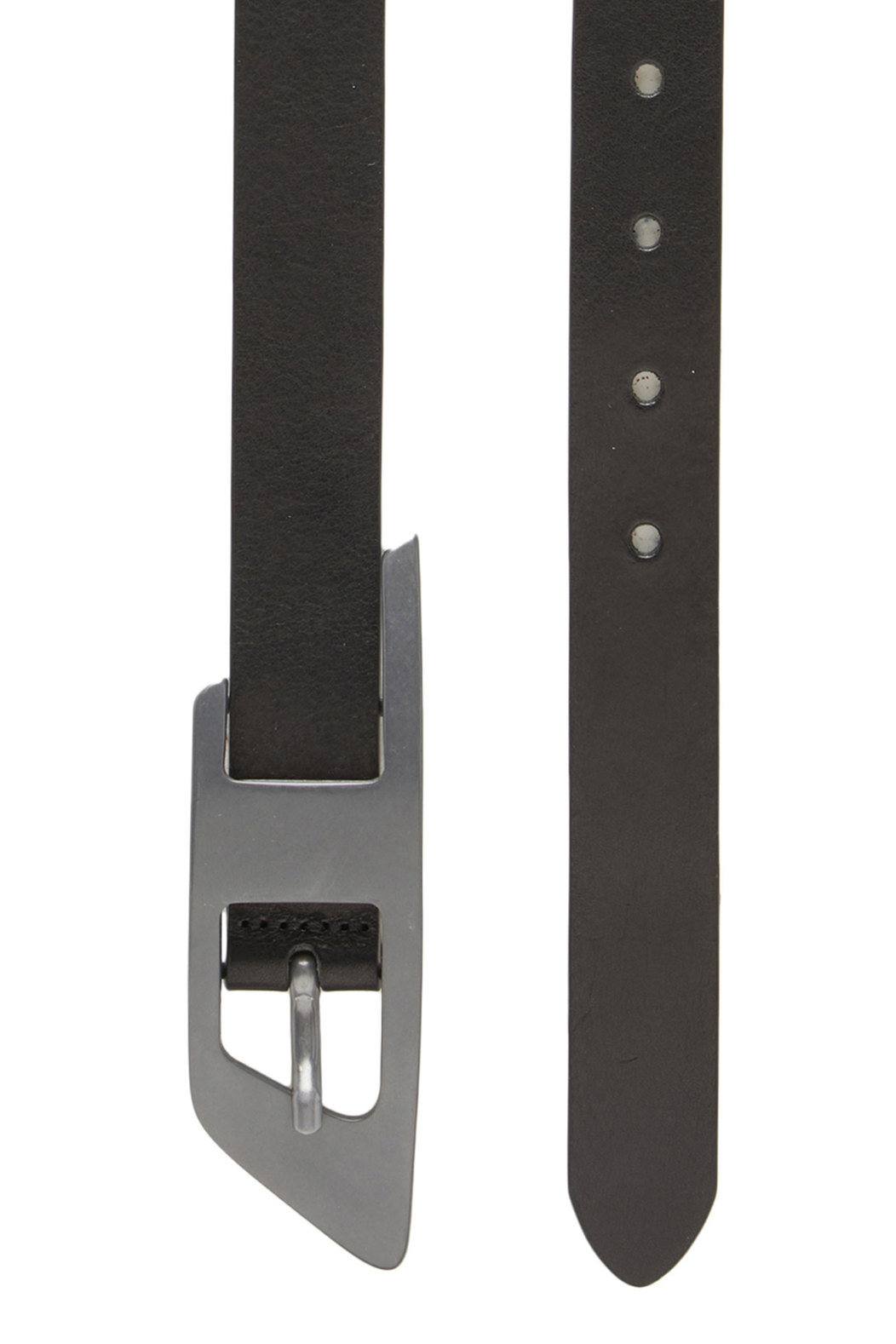 Leather belt with maxi D buckle