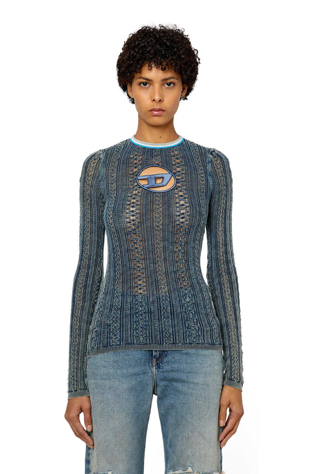 Pointelle jumper with oval D cutout