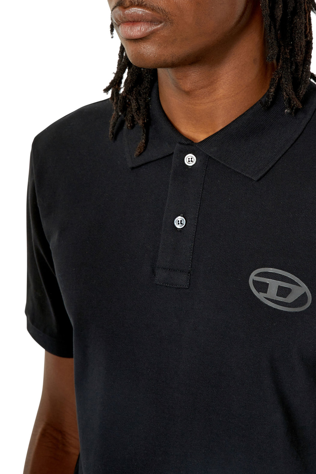 Polo shirt with raised oval D logo