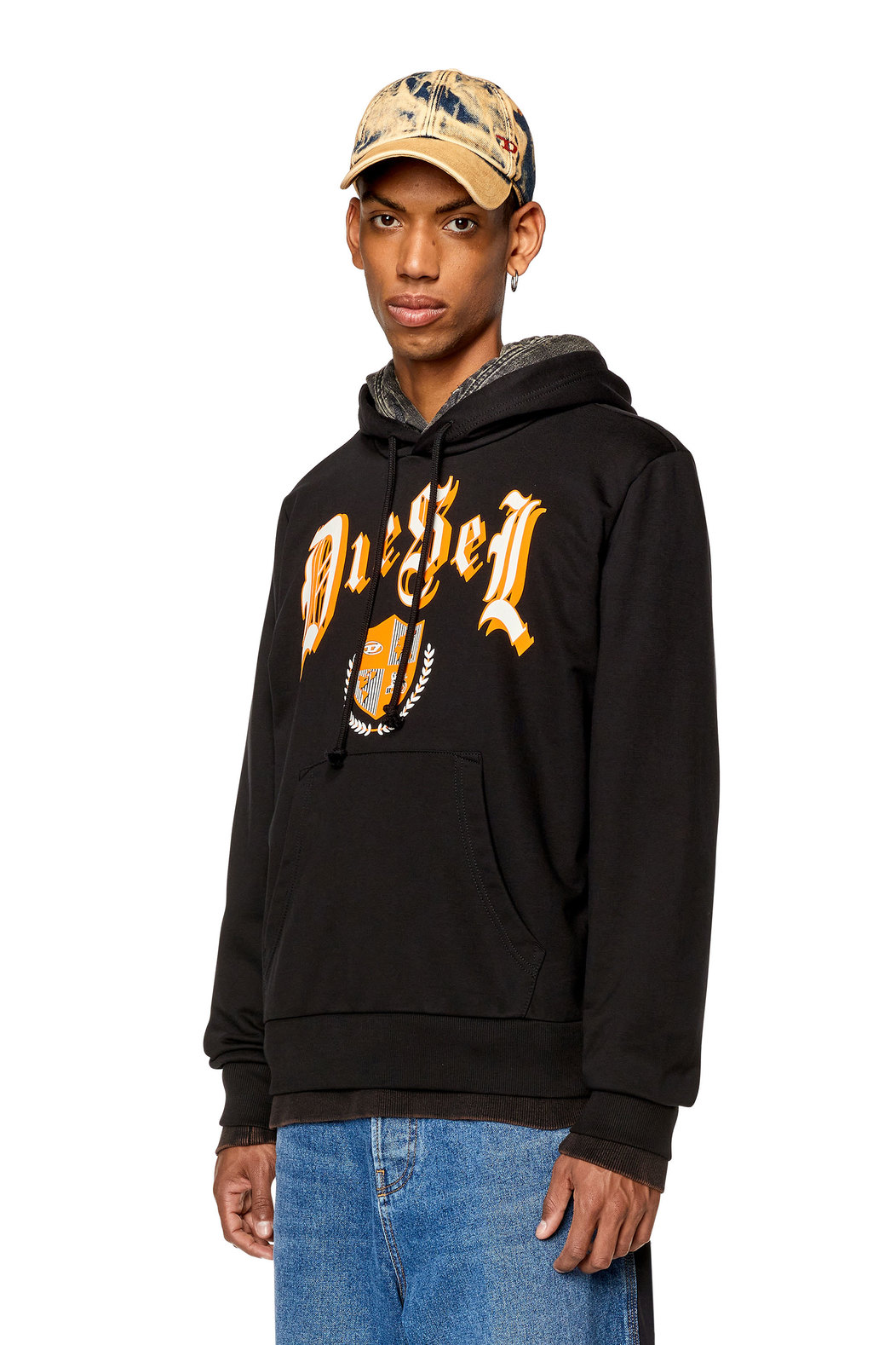 Hoodie with crest logo print