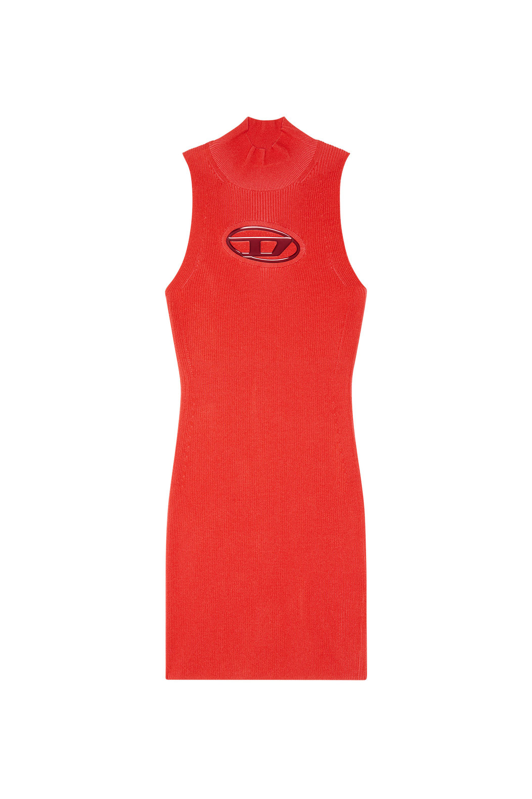 Short dress with cut-out and logo plaque