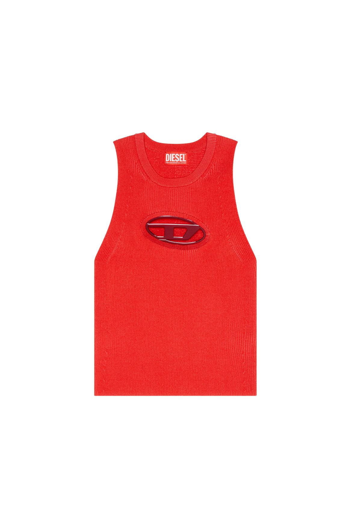 Cut-out knit top with logo plaque | Diesel
