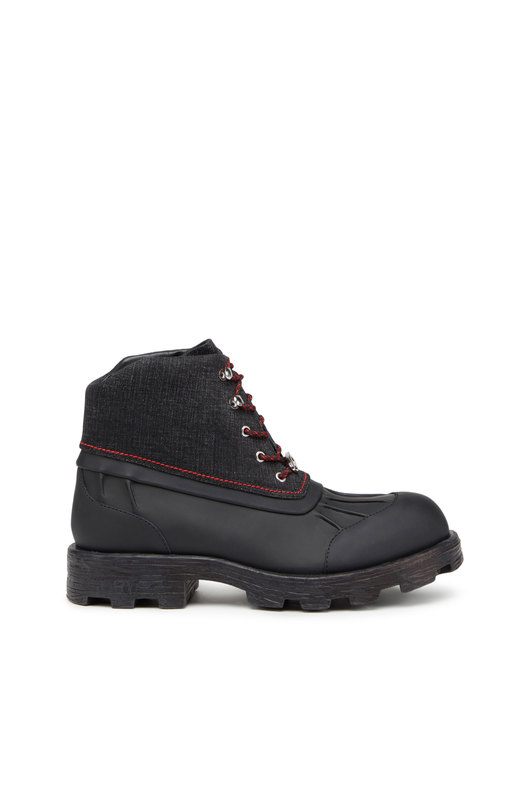 D-Hammer ABT D - Leather boots with denim collar