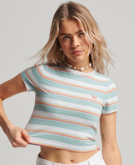 Vintage Stripe Crop T-Shirt