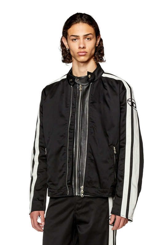 Biker jacket in padded cotton with bands