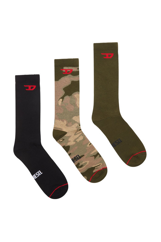 Three-pack of plain and patterned socks