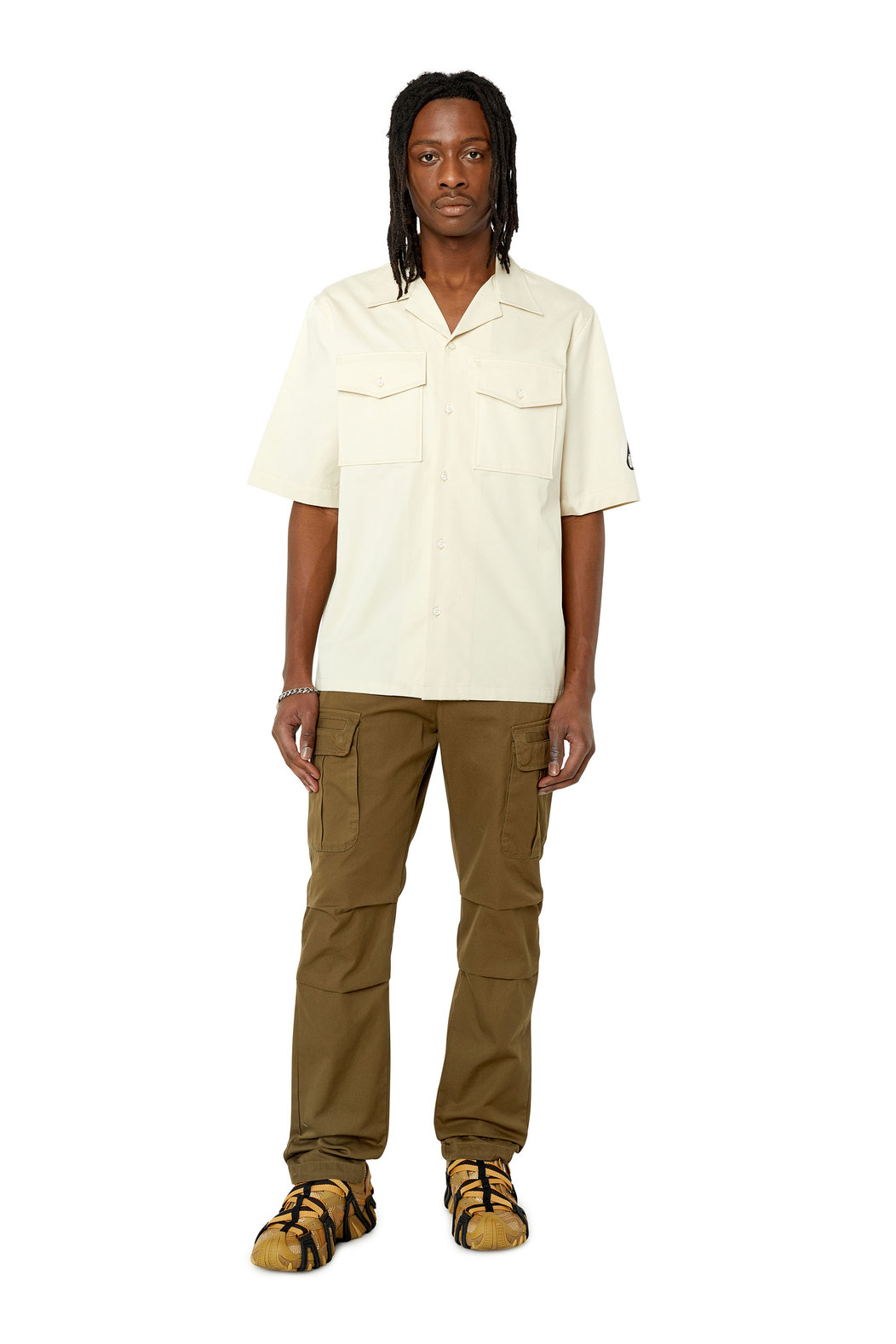 Cargo pants in rinse-wash cotton twill