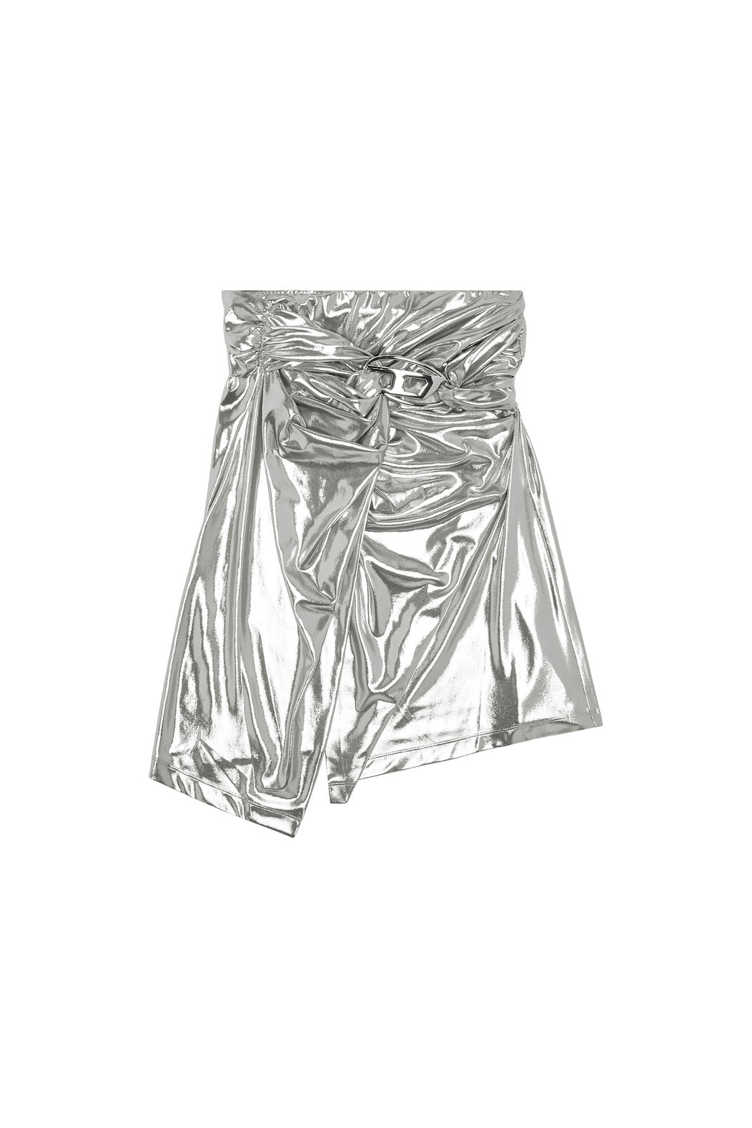 Draped midi skirt with foil coating