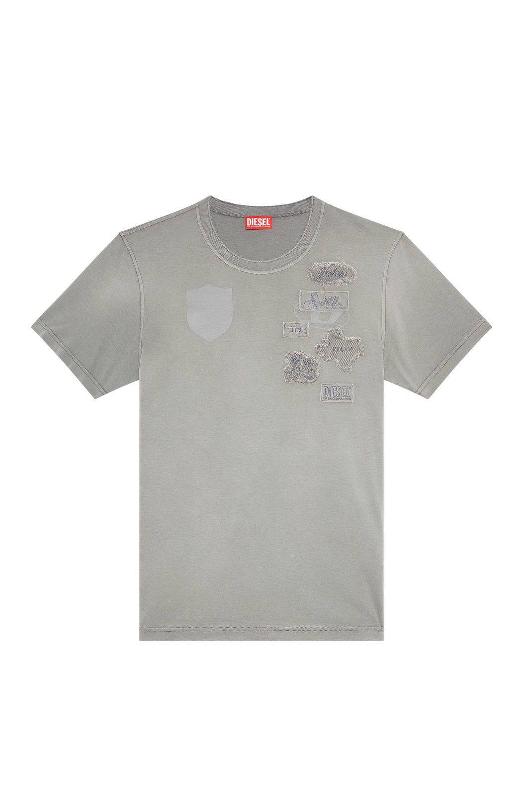 T-shirt with embroidered patches