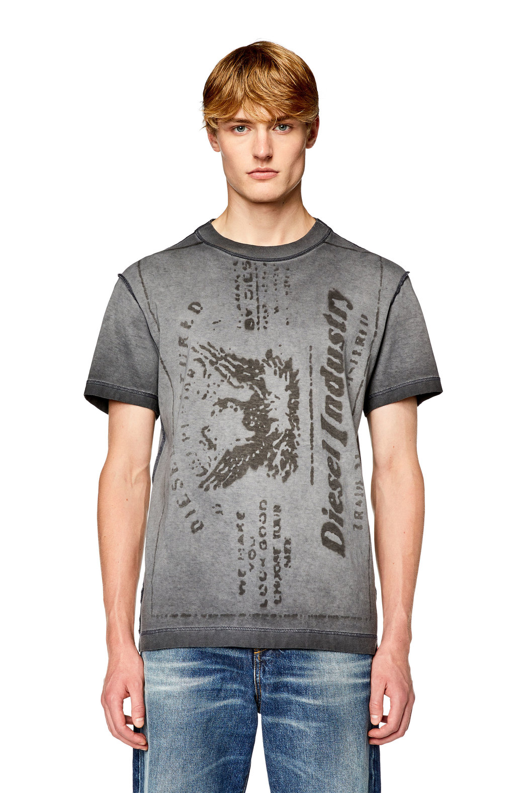 T-shirt with faded jacron print