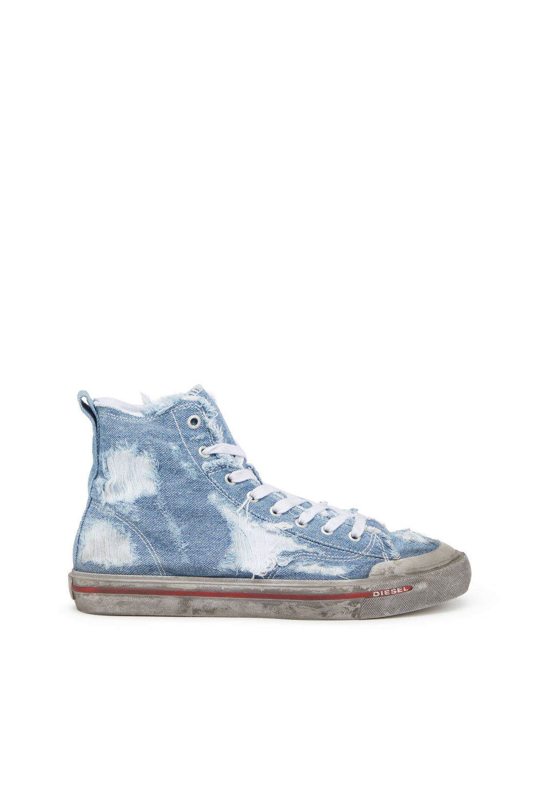 S-Athos Mid - High-top sneakers in frayed denim