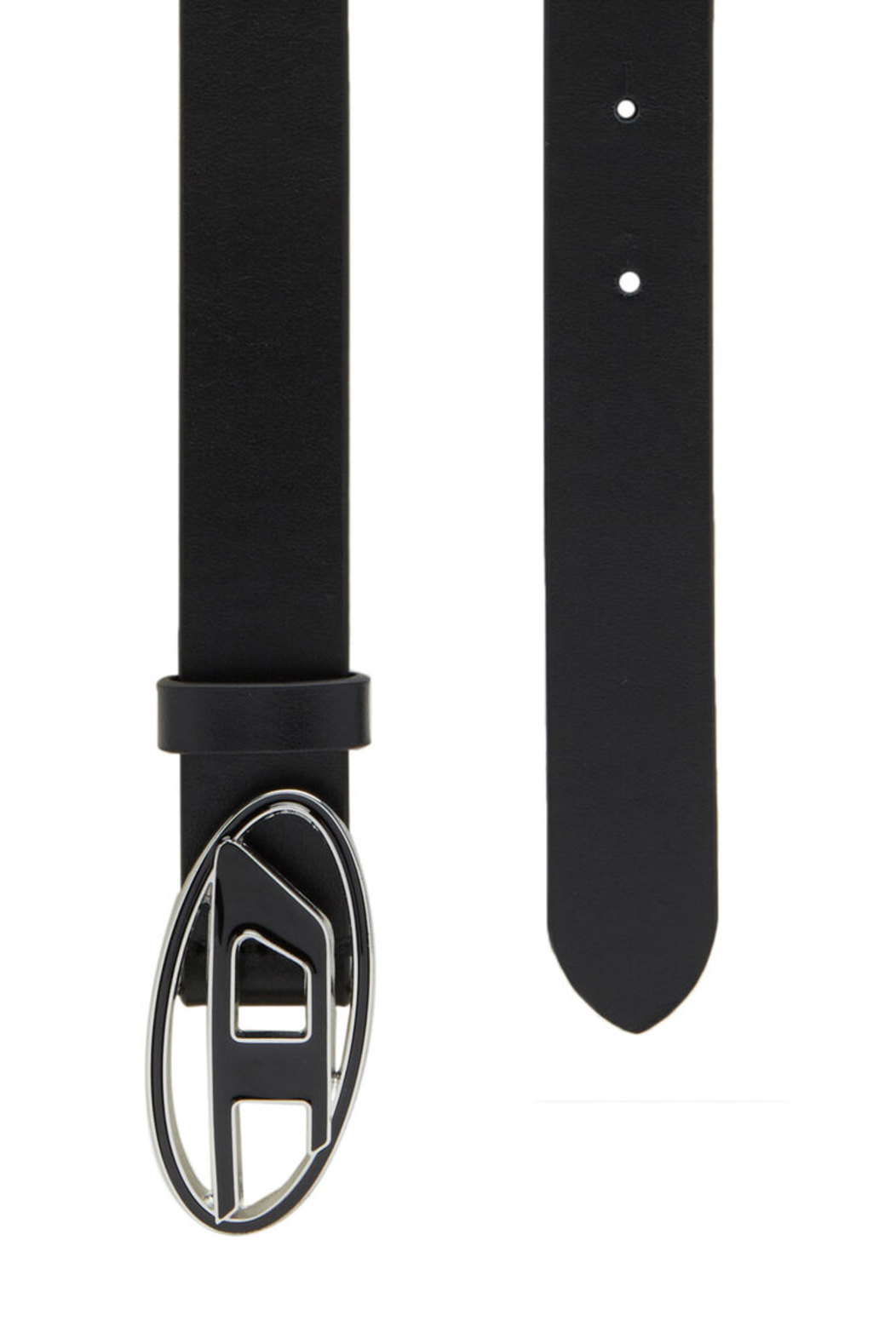 Leather belt with enamelled buckle