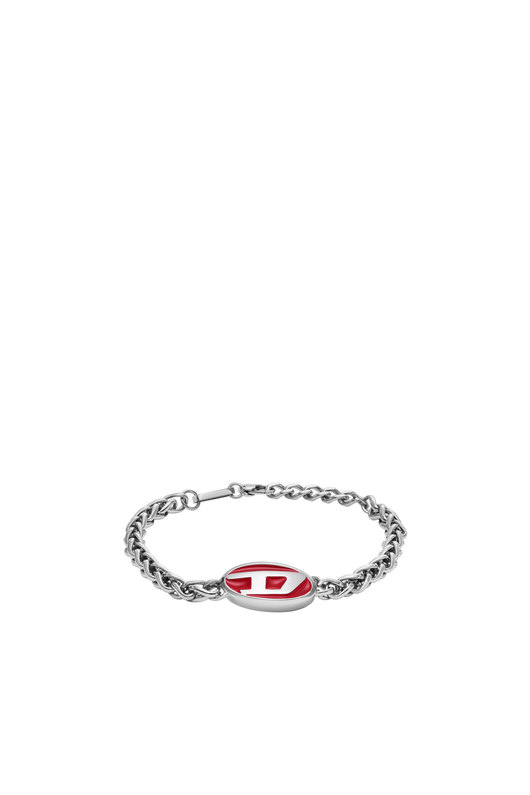 Red enamel and stainless steel chain bracelet