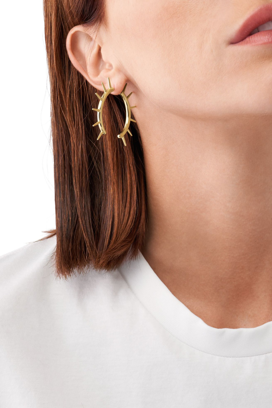 Gold-Tone Stainless Steel Front to Back Earrings