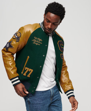 College Varsity Patched Bomber Jacket | Superdry