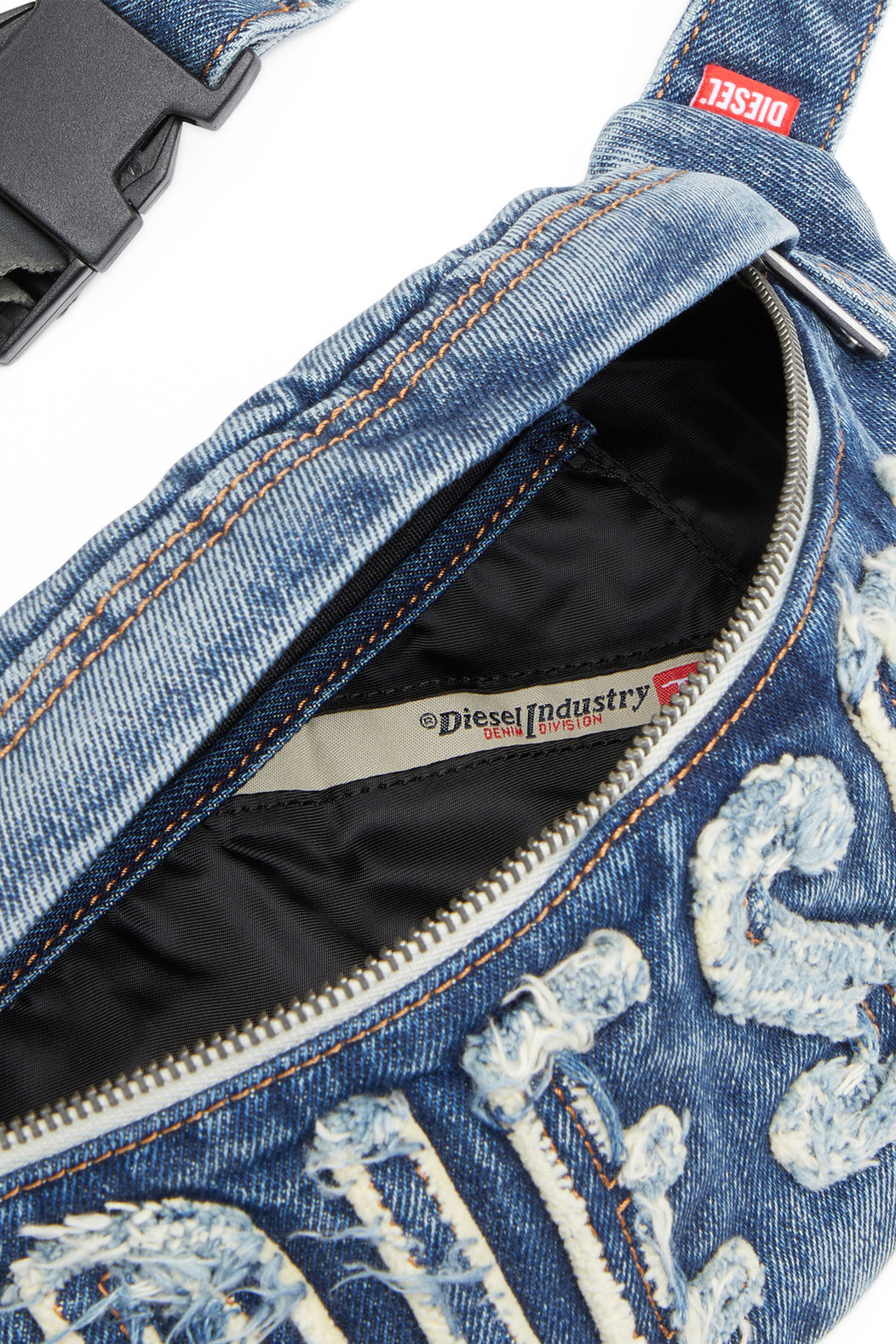 Rave Beltbag - Denim belt bag with frayed logo