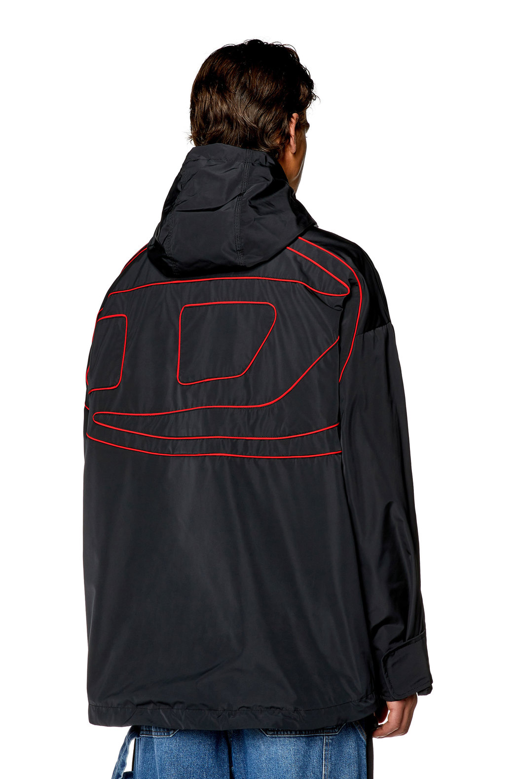 Nylon jacket with piped oval D logo