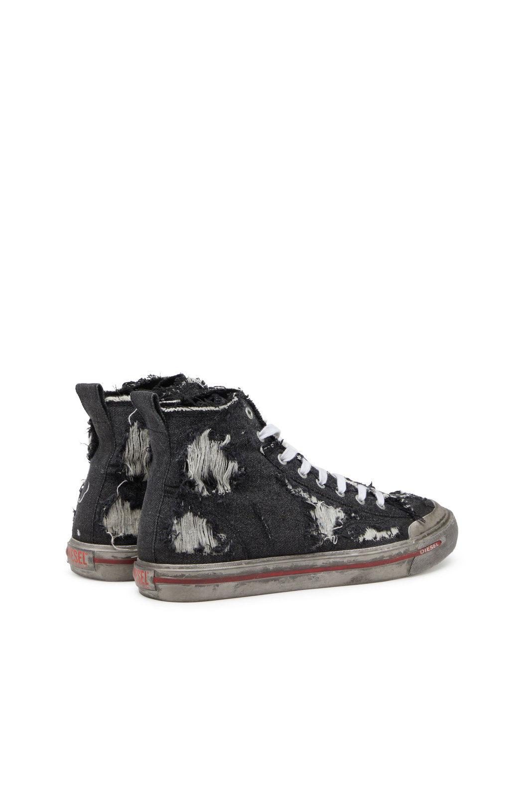 S-Athos Mid - High-top sneakers in frayed denim