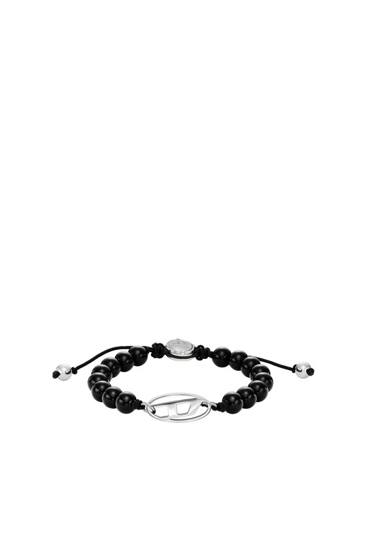 Oval D Logo Black Agate Beaded Bracelet