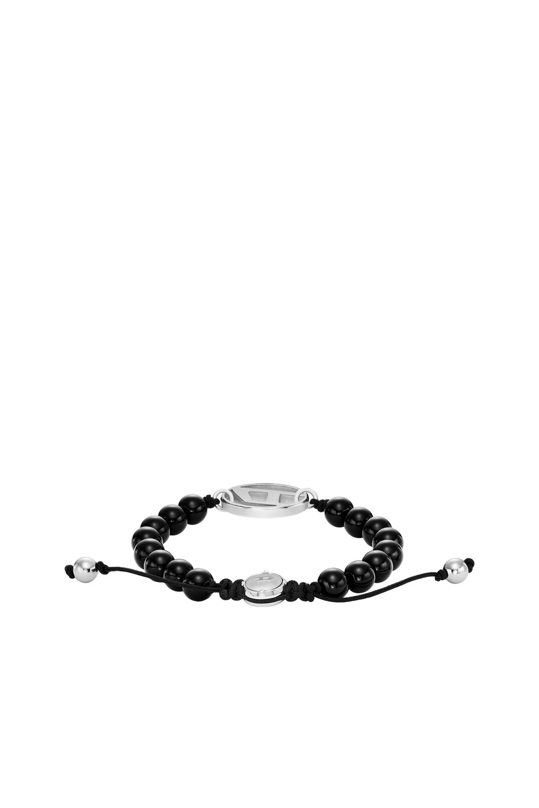 Oval D Logo Black Agate Beaded Bracelet