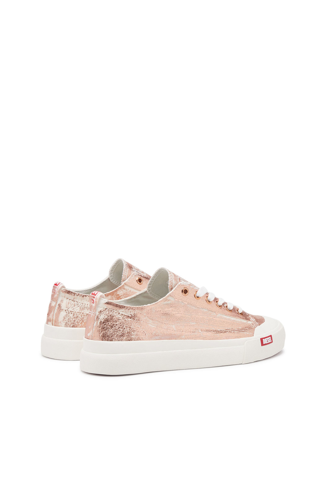 S-Athos Low W - Distressed sneakers in metallic canvas