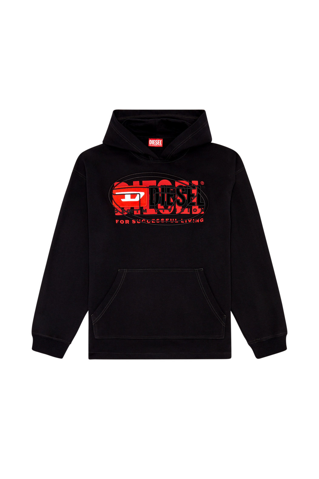 Hoodie with layered logos