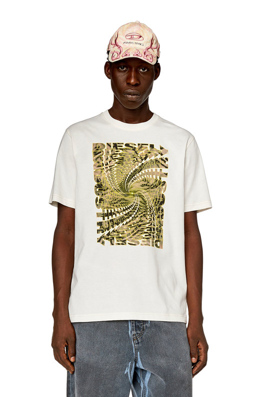 T-shirt with zebra-camo optical logo print