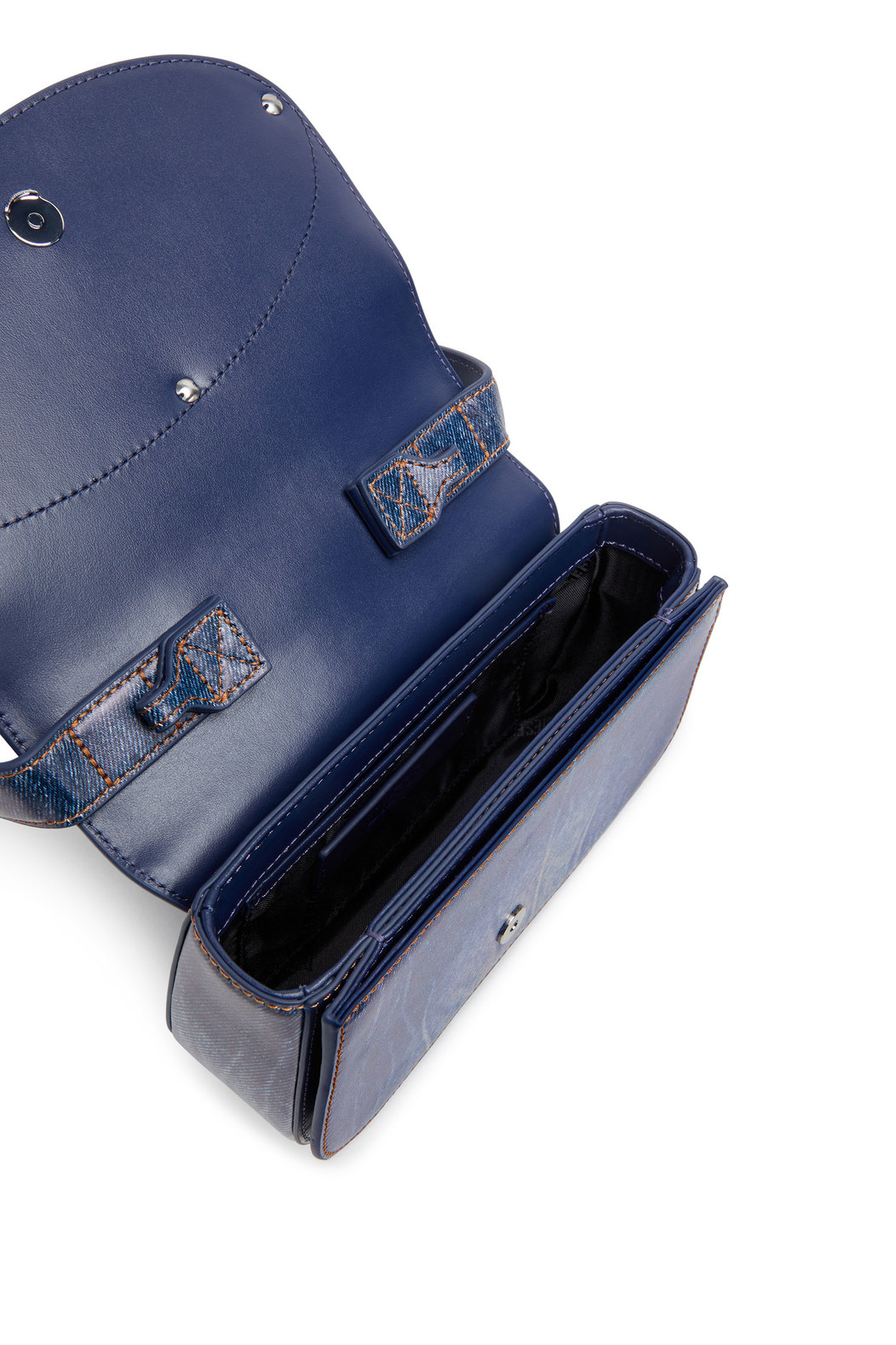 1DR - Iconic shoulder bag in denim-print leather