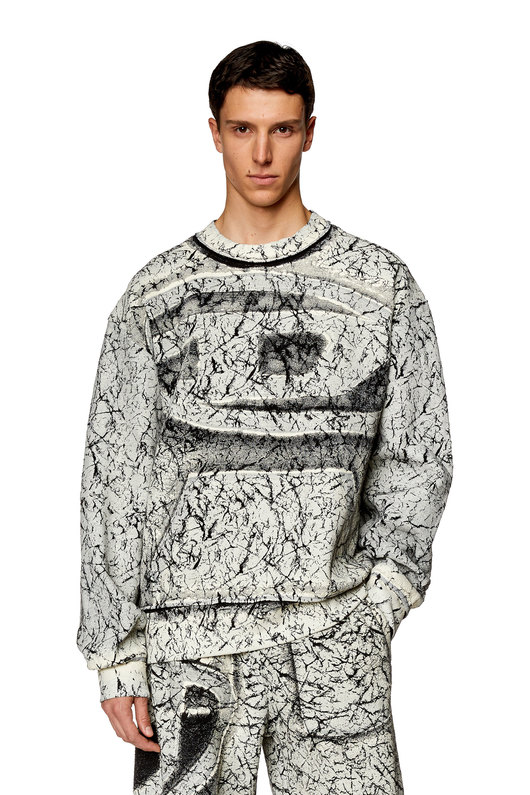 Sweatshirt with cracked coating