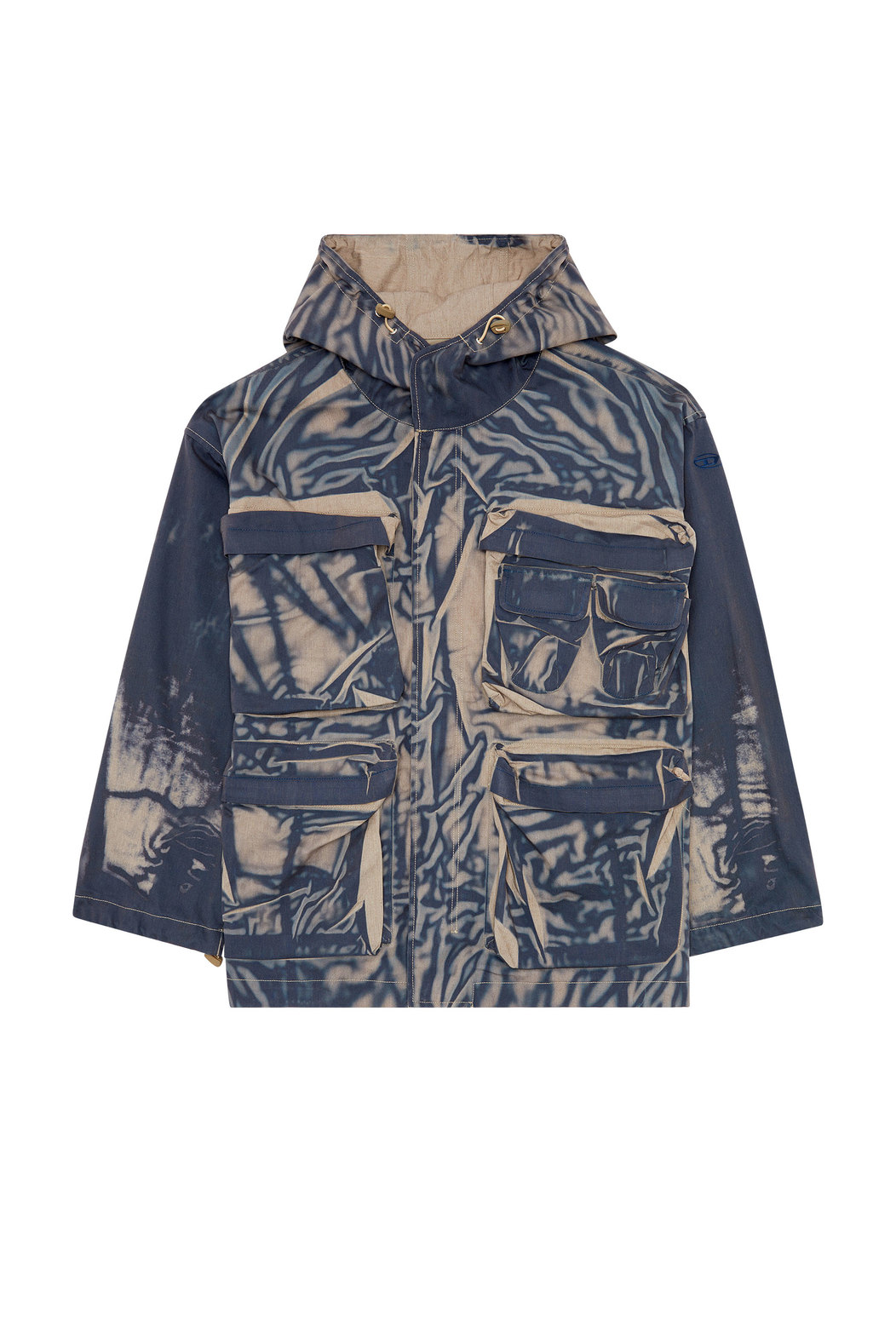 Cargo jacket with creased print