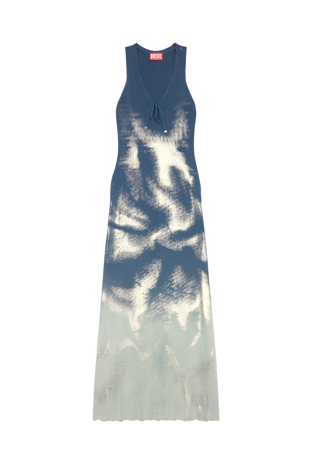 Long knit dress with metallic effects