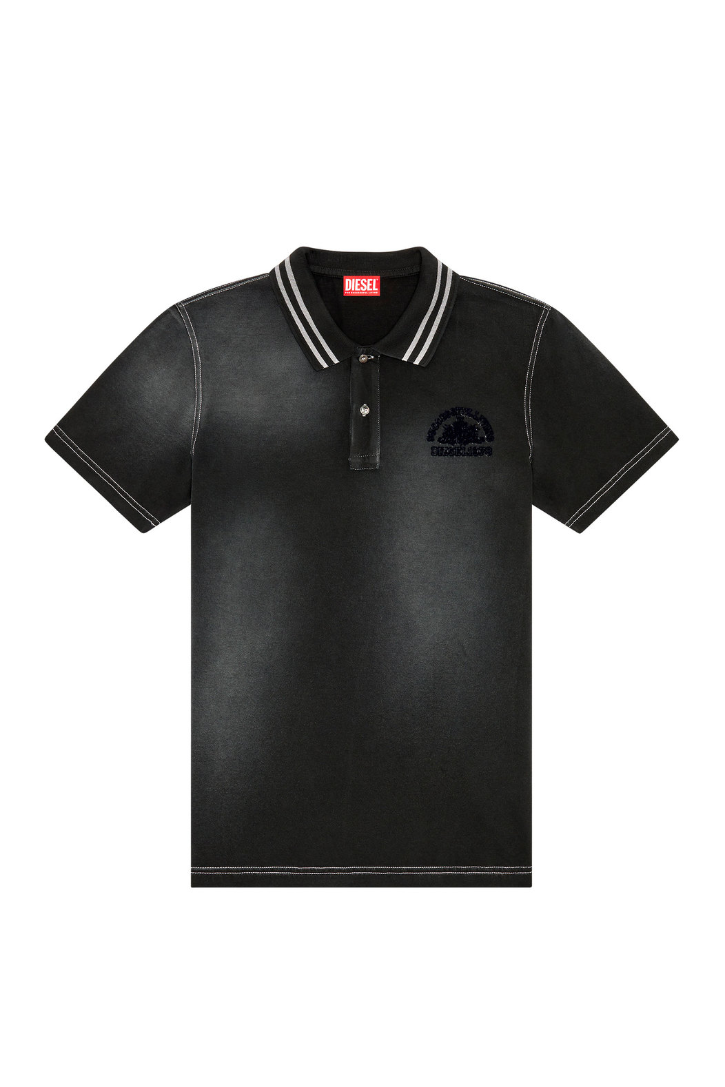 Polo shirt with layered Diesel prints