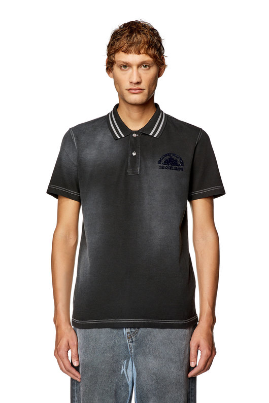 Polo shirt with layered Diesel prints