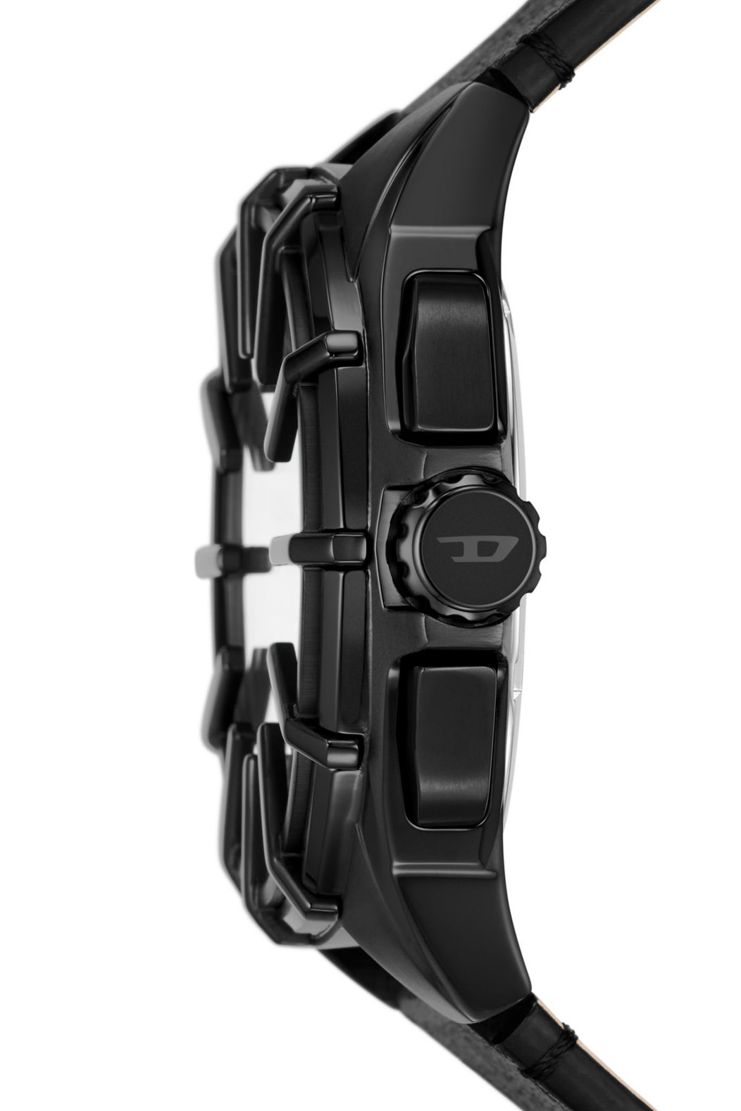 Diesel Framed Chronograph Black Leather Watch