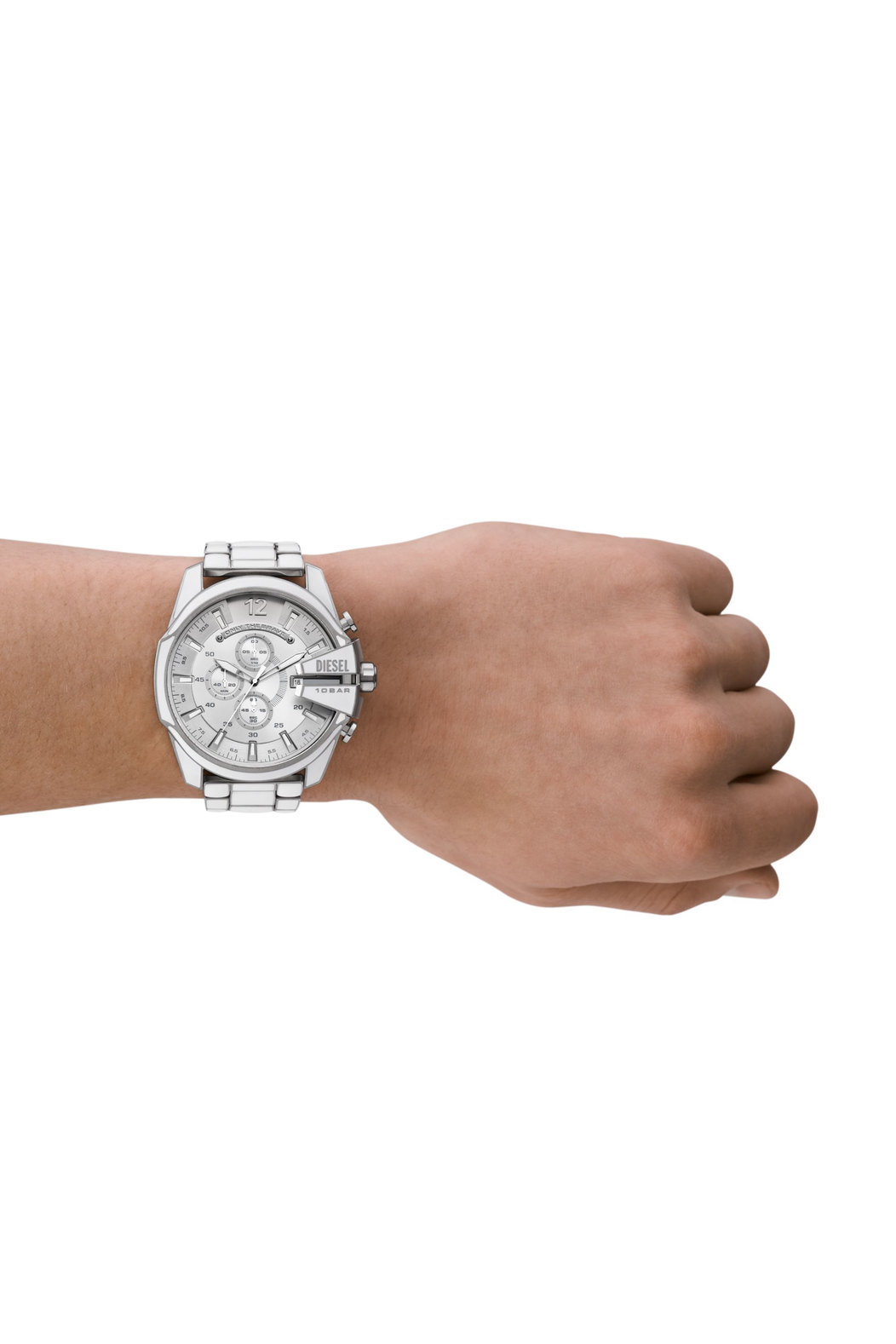 Diesel Mega Chief Chronograph White and Stainless Steel Watch
