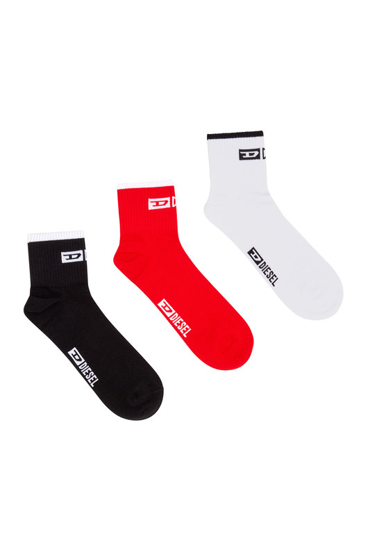 Three-pack ribbed ankle socks with logo