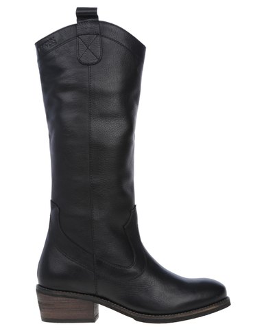 Bronx Women Leather Shona Mid-Calf Boots Black | Zando