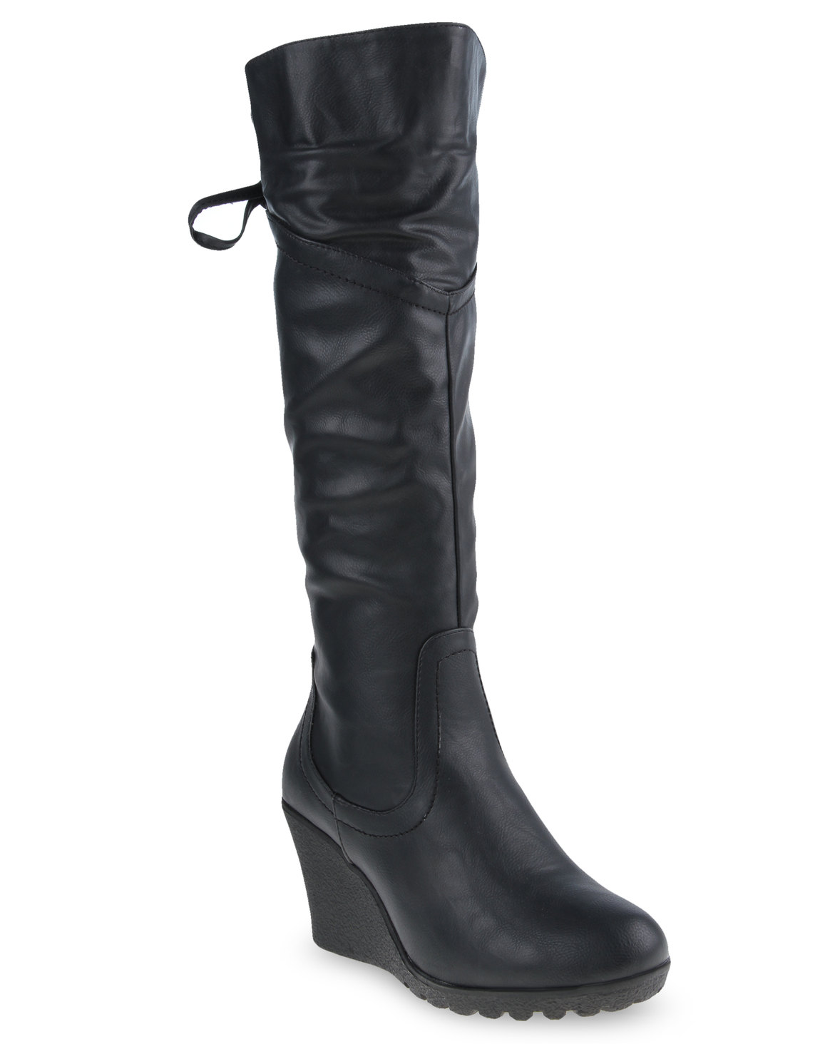 Utopia High Leg Wedge Boots Black | Zando