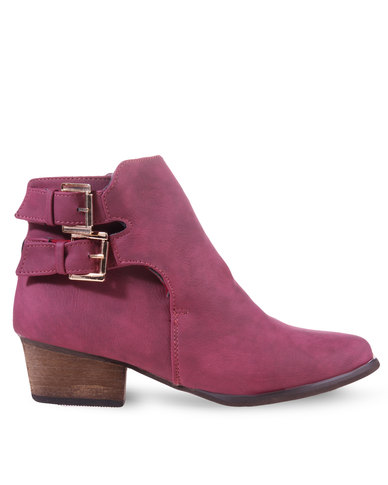 Rage Buckled Ankle Boots Maroon | Zando