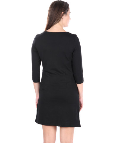 G Couture Dress With Insets Black | Zando