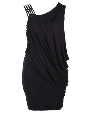 Linx Starla Draped Dress Black | Zando